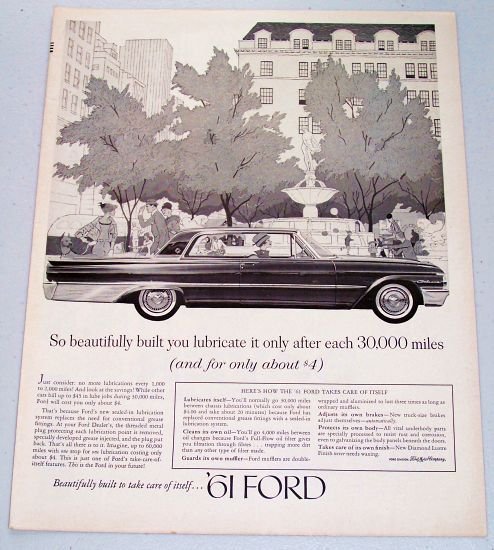 1961 Ford Galaxie Automobile Vintage Print Car Ad