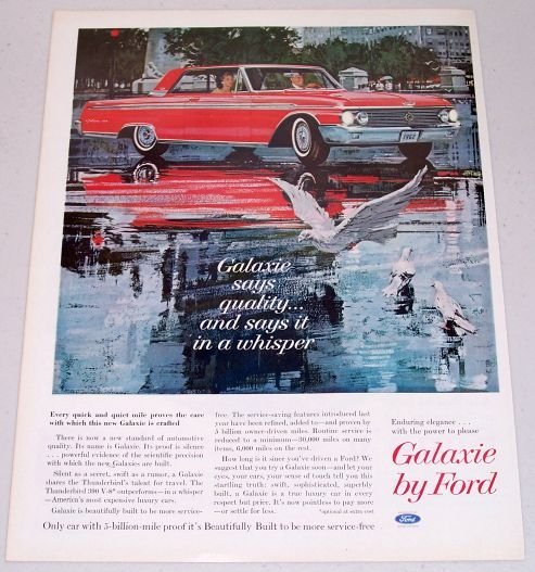 1962 Ford Galaxie 500 Automobile Art Color Print Car Ad