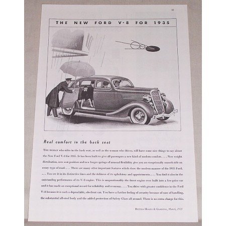 1935 Ford Sedan Automobile Vintage Print Car Ad - Real Comfort