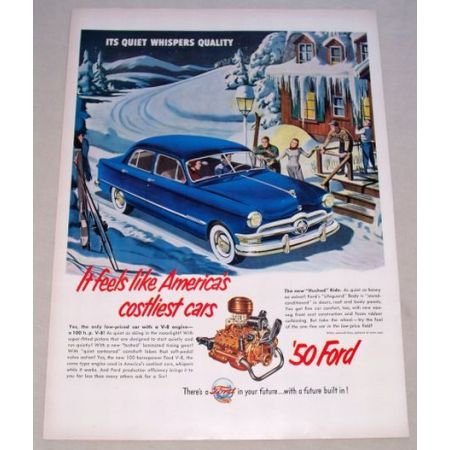 1950 Ford 4DR Custom Sedan Automobile Color Print Car Ad