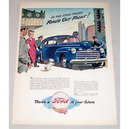 1946 Ford Super Deluxe Automobile Art Color Print Car Ad