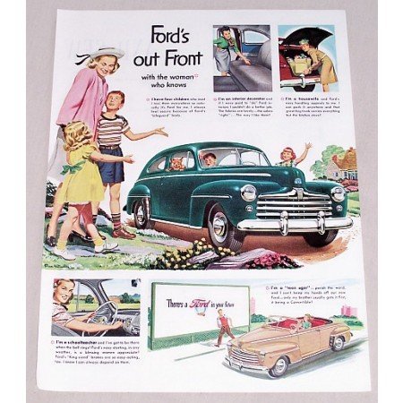 1947 Ford 2DR Sedan Automobile Color Print Car Ad - Ford Out Front