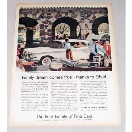 1959 Ford Edsel Corsair Automobile Mexican Border Art Color Print Car Ad