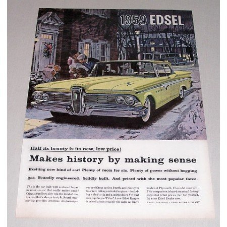 1959 Ford Edsel Automobile Color Print Car Ad