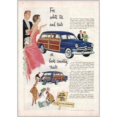1950 Ford Country Squire Wagon Automobile Color Print Car Ad