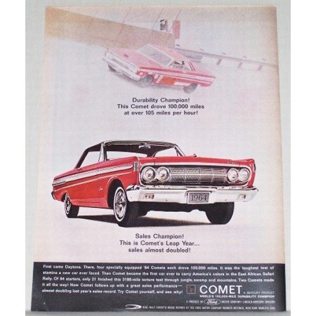 1964 Ford Comet Automobile Color Print Car Ad - First Came Daytona