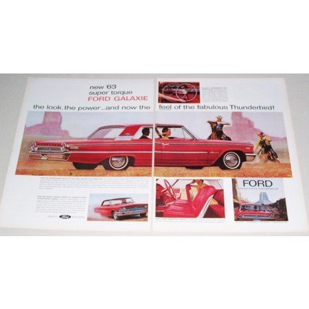 1963 Ford Galaxie 2 Door Automobile 2 Page Color Print Car Ad