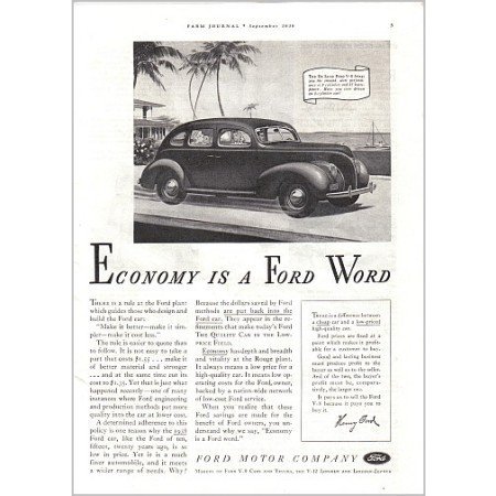 1938 Ford Deluxe 4DR Sedan Automobile Vintage Print Car Ad - Ford Word