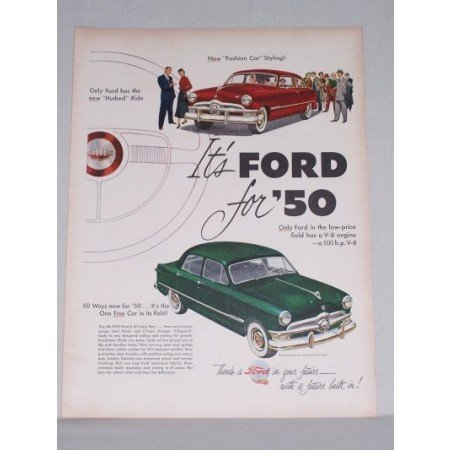 1950 Ford Custom Sedan Automobile Color Print Car Ad - Fashion Car