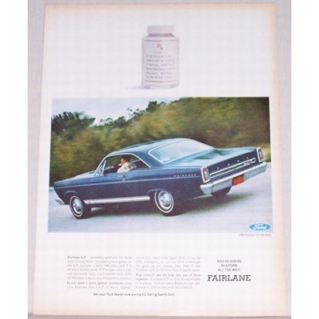 1966 Ford Fairlane GT Hardtop Automobile Color Print Car Ad