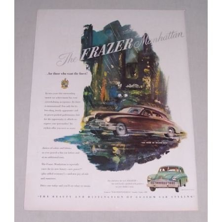 1949 Frazer Manhattan Automobile Car Color Print Art Ad