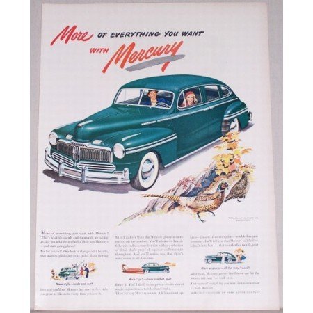 1947 Mercury Sedan Automobile Art Color Print Car Ad