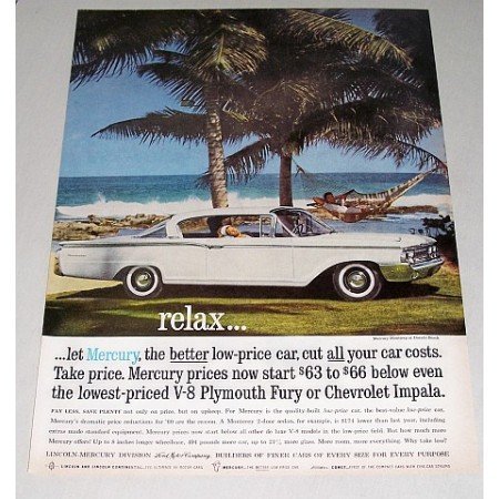 1960 Mercury Monterey Automobile Dorado Beach Color Print Car Ad