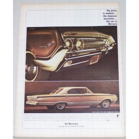 1964 Mercury Marauder Automobile Color Print Car Ad