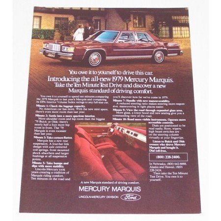1979 Mercury Marquis Automobile Color Print Car Ad