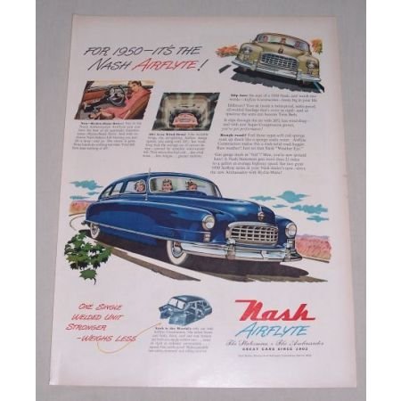 1949 Color Print Car Ad for 1950 Nash Ambassador Automobile