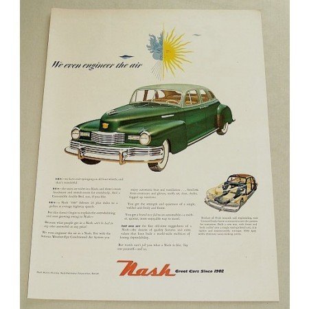 1948 Nash 4 Dr Sedan Automobile Color Print Car Ad