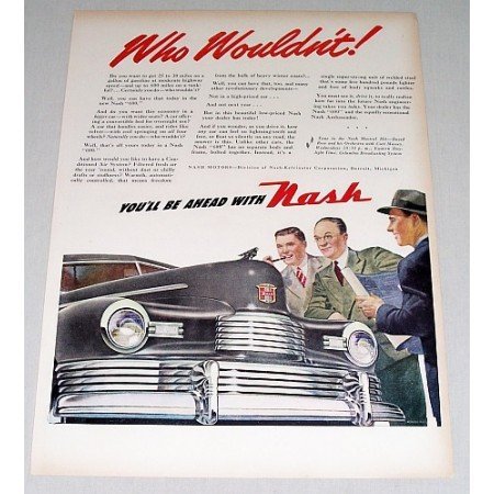 1946 Nash Automobile Color Print Car Art Ad - Who Wouldn't