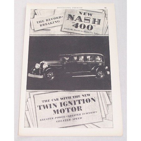 1929 Nash 400 4DR Sedan Automobile Vintage Print Car Ad