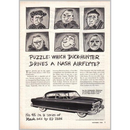 1952 Nash Ambassador Automobile Series #46 Ed Zern Vintage Print Car Ad