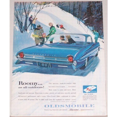 1961 Oldsmobile 98 Automobile Color Winter Art Print Car Ad