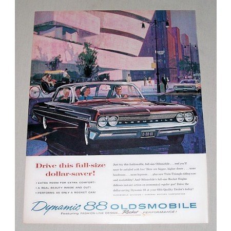 1961 Oldsmobile Dynamic 88 Automobile Color Print Car Ad