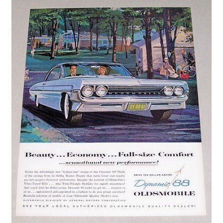 1961 Oldsmobile Dynamic 88 Automobile Color Art Print Car Ad