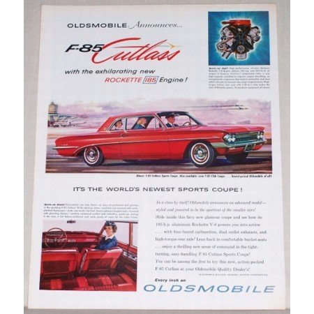 1961 Oldsmobile F-85 Cutlass Sport Coupe Automobile Color Print Car Ad