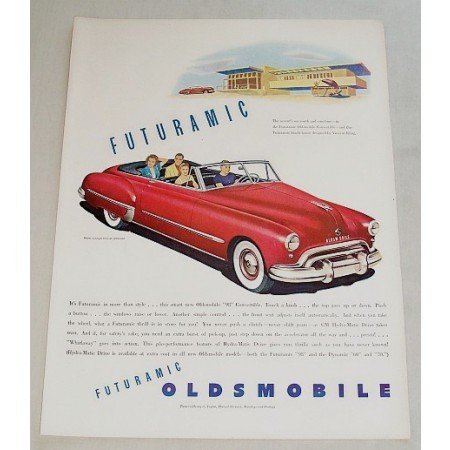 1948 Oldsmobile Convertible Automobile Art Color Print Car Ad