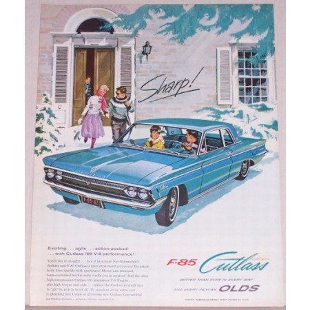 1962 Oldsmobile Cutlass F-85 Automobile Color Art Print Car Ad - Sharp!