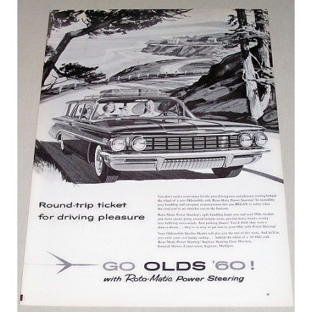1960 Oldsmobile 4 Door Station Wagon Automobile Vintage Print Car Ad