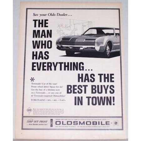 1966 Oldsmobile Toronado Automobile Vintage Print Car Ad
