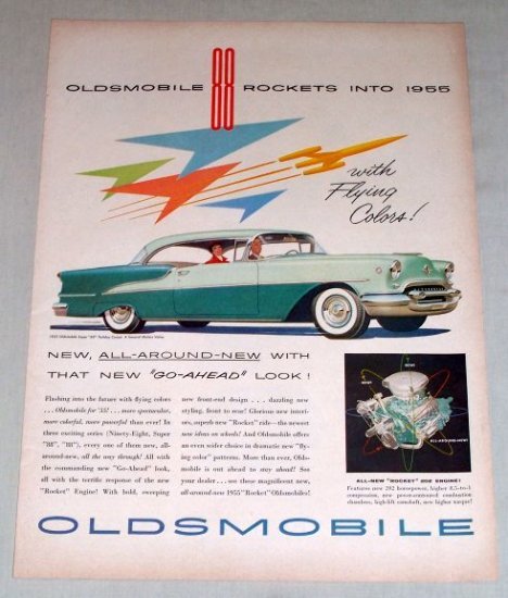 1955 Oldsmobile Super 88 Holiday Coupe Automobile Color Print Car Ad