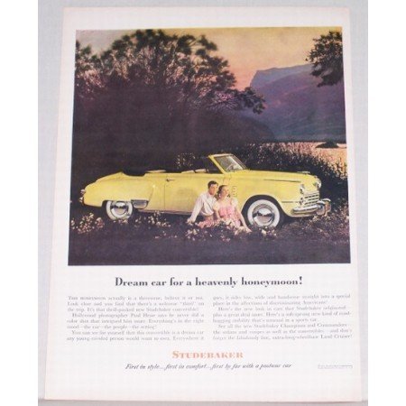 1948 Studebaker Convertible Automobile Color Print Car Ad