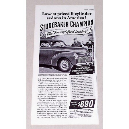 1941 Studebaker Champion Sedan Automobile Vintage Print Car Ad