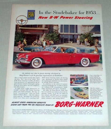 1953 Borg-Warner 53 Studebaker 2Dr Hardtop Automobile Color Print Car Ad
