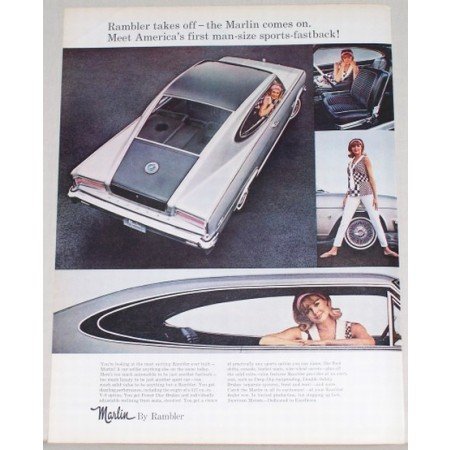 1965 Rambler Marlin Automobile Color Print Car Ad - Rambler Takes Off
