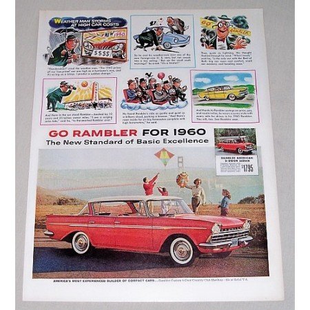 1960 Rambler Custom 4DR Country Club Automobile Color Print Car Ad