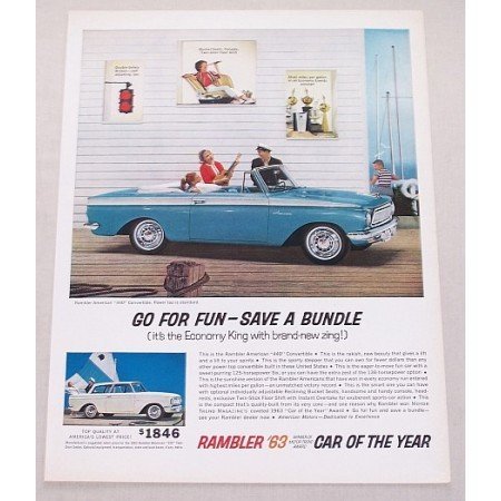 1963 Rambler American 440 Convertible Automobile Color Print Car Ad