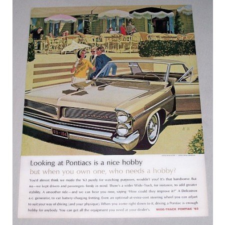 1963 Pontiac Bonneville Automobile Color Print Car Ad - Nice Hobby