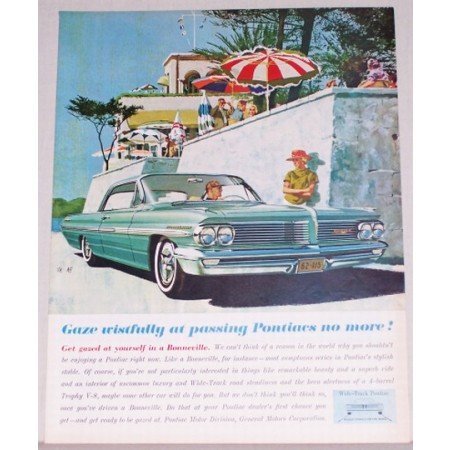 1962 Pontiac Bonneville 2 Door Automobile Color Print Car Ad