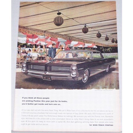 1964 Pontiac Bonneville Automobile Color Print Car Ad