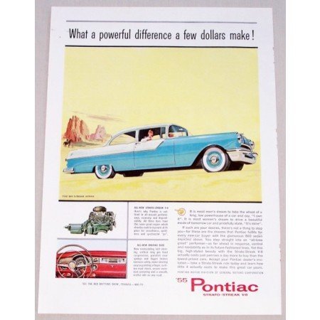 1955 Pontiac 860 2 Door Sedan Automobile Color Print Car Ad