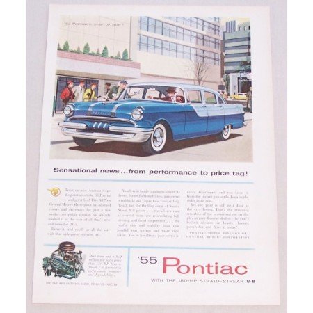 1955 Pontiac Sedan Automobile Car Automobile Color Print Car Ad