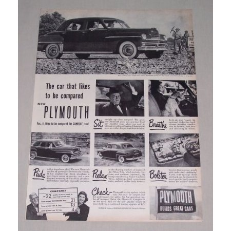 1949 Plymouth 4Dr Sedan Automobile Vintage Print Car Ad