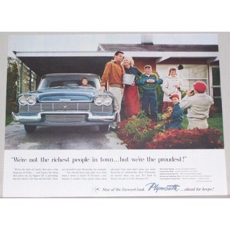 1958 Plymouth Automobile Color Print Car Ad - Were The Proudest