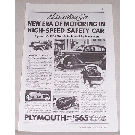 1935 Plymouth Sedan Automobile Vintage Print Car Ad - Nation's Press Sees...