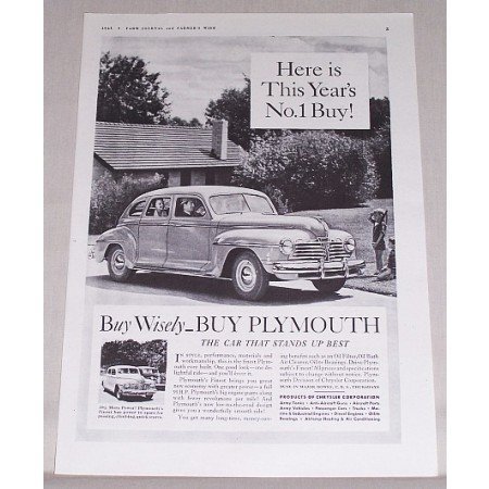 1941 Plymouth Sedan Automobile Vintage Print Car Ad - This Years No. 1 Buy!
