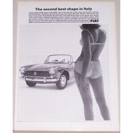 1965 Fiat Convertible Automobile Vintage Print Car Ad - Best Shape In It