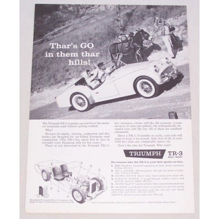 1959 Triumph TR-3 Convertible Automobile Vintage Print Car Ad